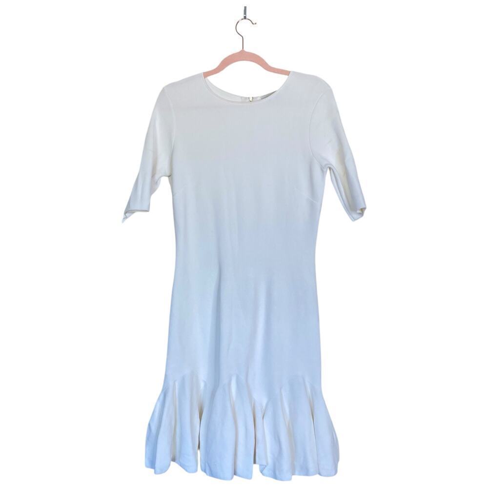 TED BAKER Pleated Hem Knitted Bodycon Mini Dress Ivory White Mini TB Size 3 US 8